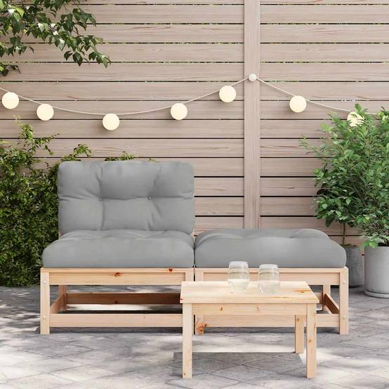 Canapé de jardin | Canapé D'extérieur | Sofa De Jardin sans accoudoirs avec coussins et repose-pieds Maison Chic - Image 3