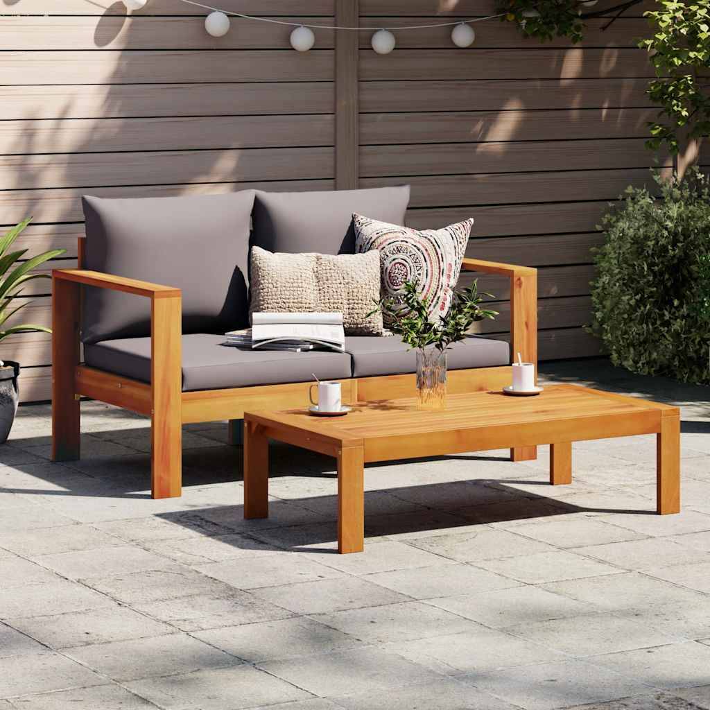 ComfortXL - Canapé Extérieur 2 Places Bois Acacia Robuste et Coussins Gris Foncé Modernes Jardin – ComfortXL Outdoor Living - Image 3