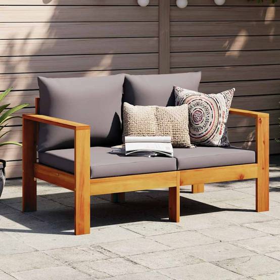 ComfortXL - Canapé Extérieur 2 Places Bois Acacia Robuste et Coussins Gris Foncé Modernes Jardin – ComfortXL Outdoor Living - Image 1