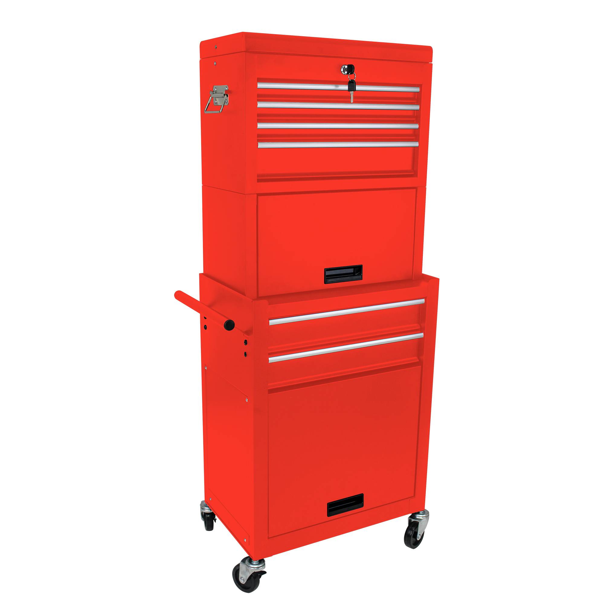 Servante d'Atelier Mobile 2 en 1 Rouge, 6 Tiroirs et Coffre à Outils Détachable – ComfortXL Outdoor Living
