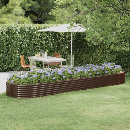 ComfortXL - Grand Carré Potager Surélevé Acier Galvanisé Jardin Culture Ovale 396x100x36 cm Marron - ComfortXL Outdoor Living - Image 1