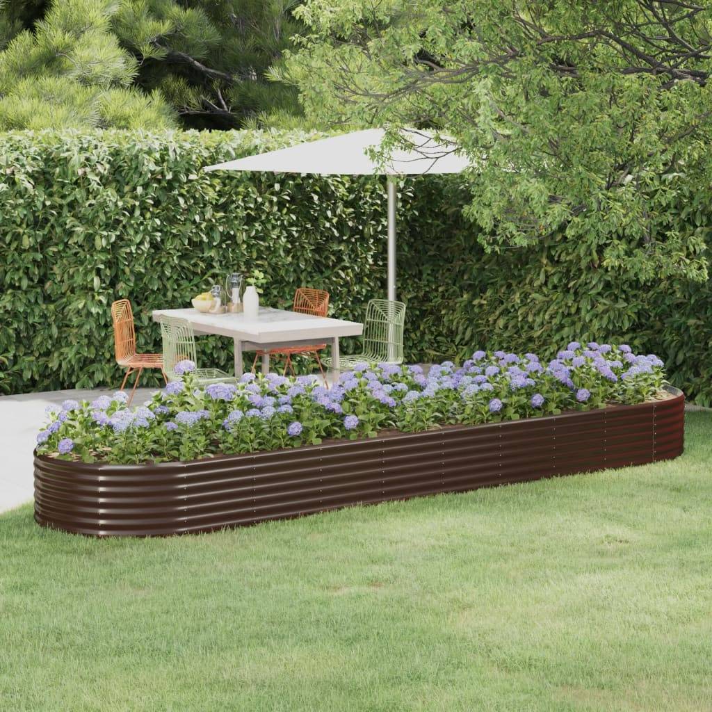 ComfortXL - Grand Carré Potager Surélevé Acier Galvanisé Jardin Culture Ovale 396x100x36 cm Marron - ComfortXL Outdoor Living - Image 1