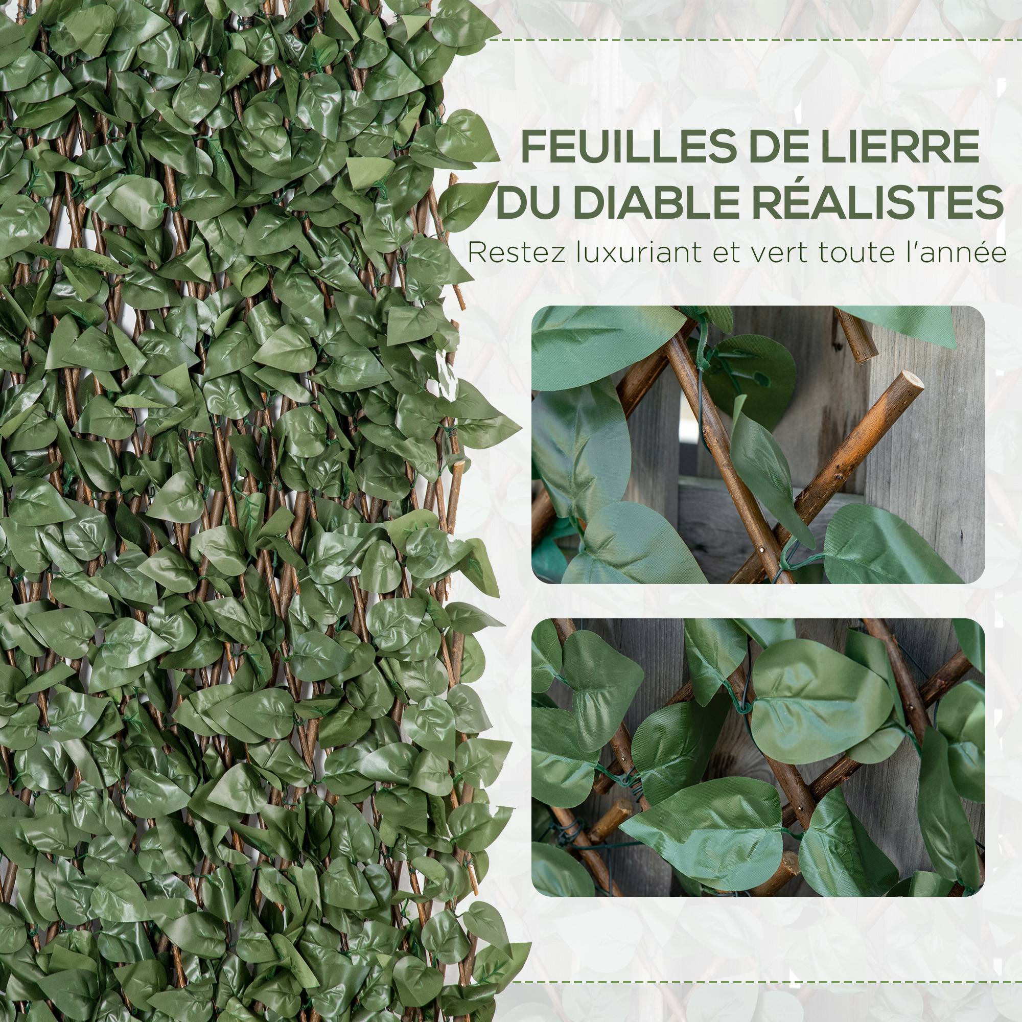 ComfortXL - Haie artificielle lierre polyester osier vert 200 x 100 cm extensible brise-vue - ComfortXL Outdoor Living - Image 5