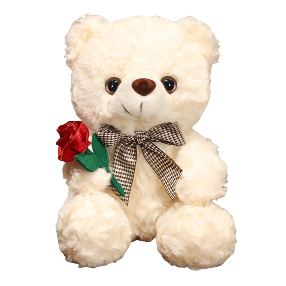 Ours en Peluche Blanc 20cm avec Rose - Cadeau Romantique et Décoratif - Douceur et Réconfort Garantis - Lytech - Image 1