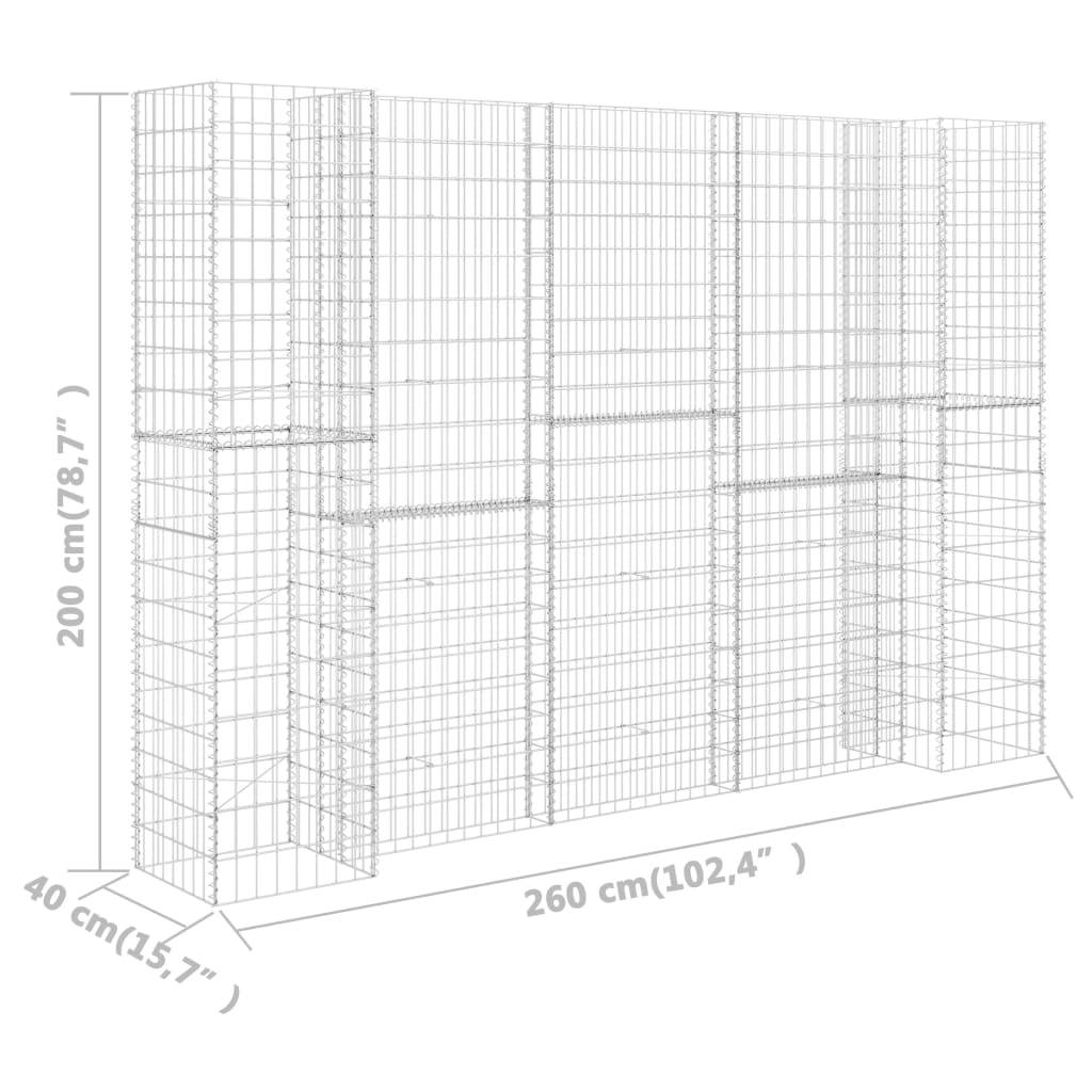 Vidaxl - Jardinière à gabion en H Fil d'acier 260x40x200 cm vidaXL 145665 - Image 3