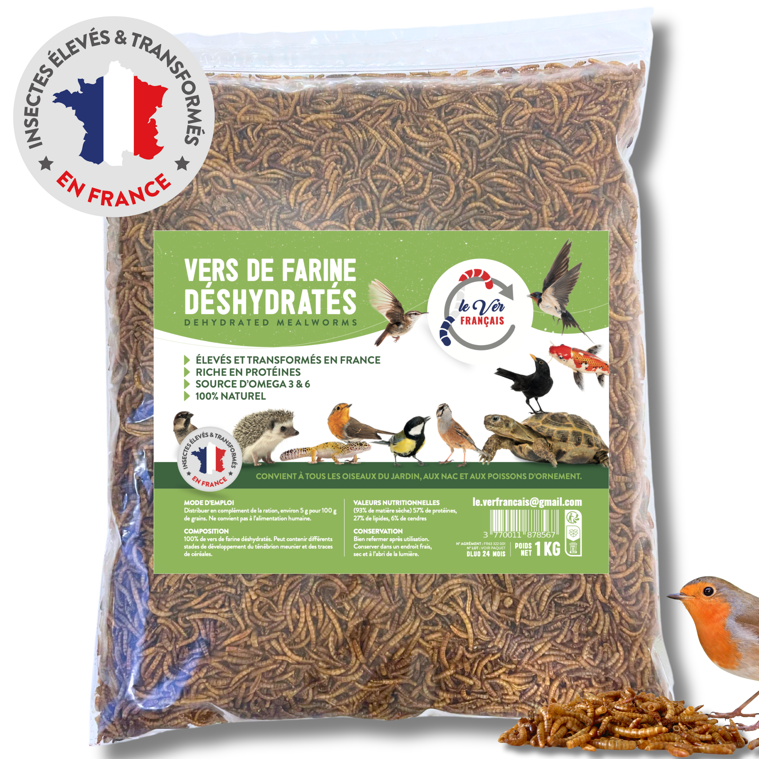 Vers de farine déshydratés 1kg - Le Ver Français - Image 1