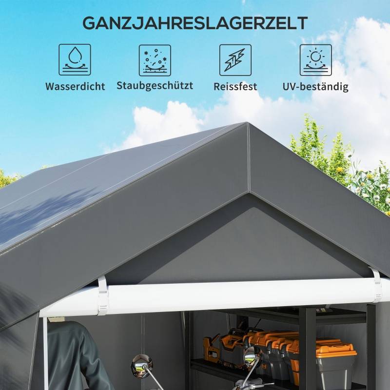 Abri de stockage acier galvanisé jardin protection intempéries 3x3m gris foncé - ComfortXL Outdoor Living - Image 4