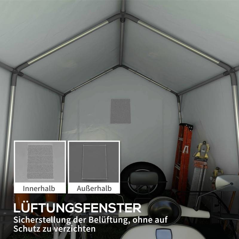 Abri de stockage acier galvanisé jardin protection intempéries 3x3m gris foncé - ComfortXL Outdoor Living - Image 7