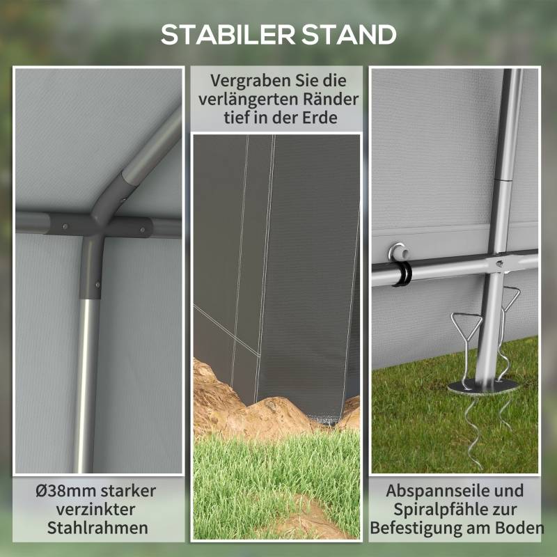 Abri de stockage acier galvanisé jardin protection intempéries 3x3m gris foncé - ComfortXL Outdoor Living - Image 5