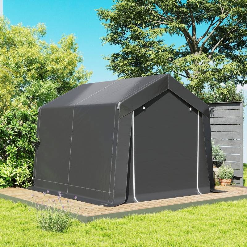 Abri de stockage acier galvanisé jardin protection intempéries 3x3m gris foncé - ComfortXL Outdoor Living - Image 8
