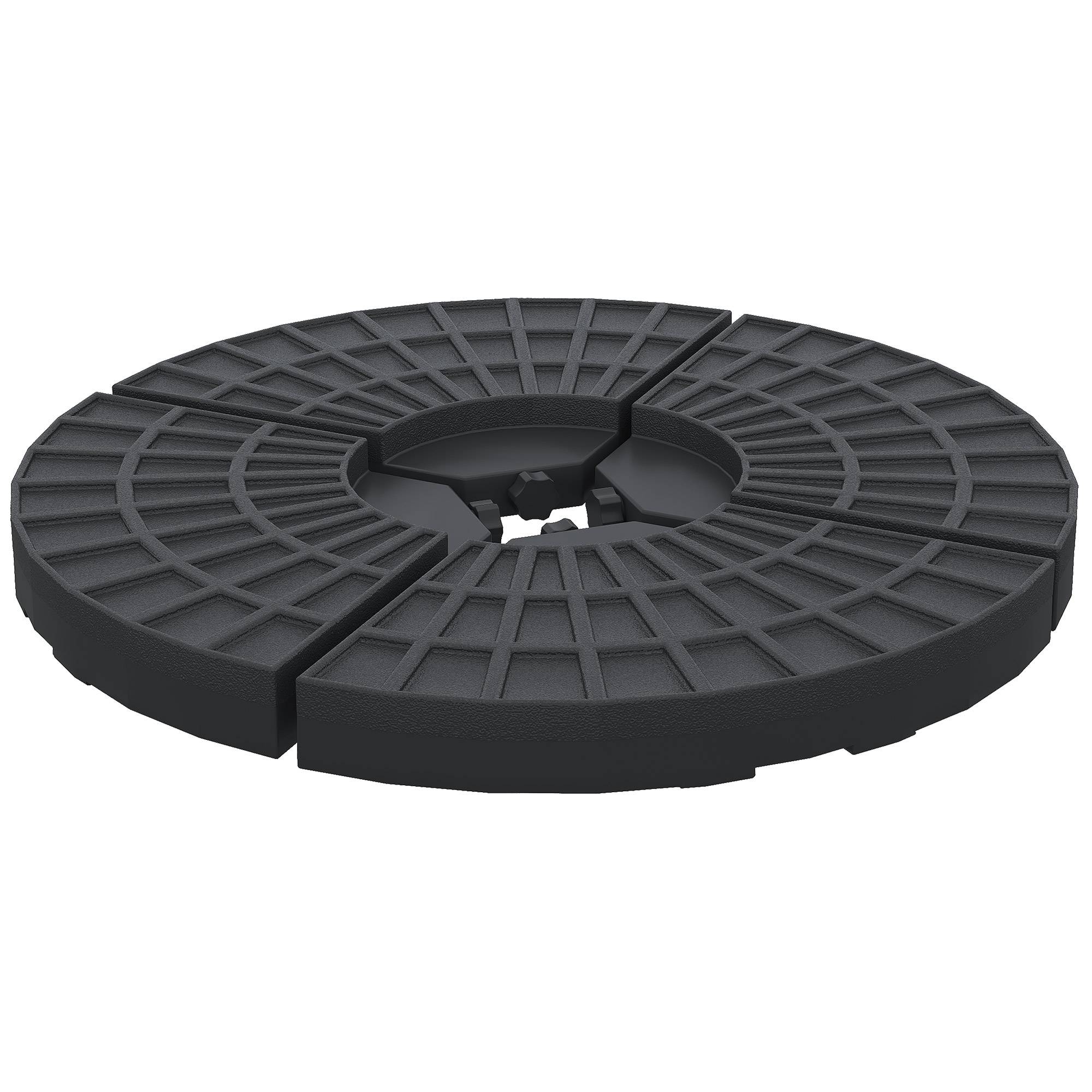 Poids de parasol, pied de parasol, 4 pièces, remplissable, 52 kg eau ou 68 kg sable, 48 x 48 x 8 cm - Image 1