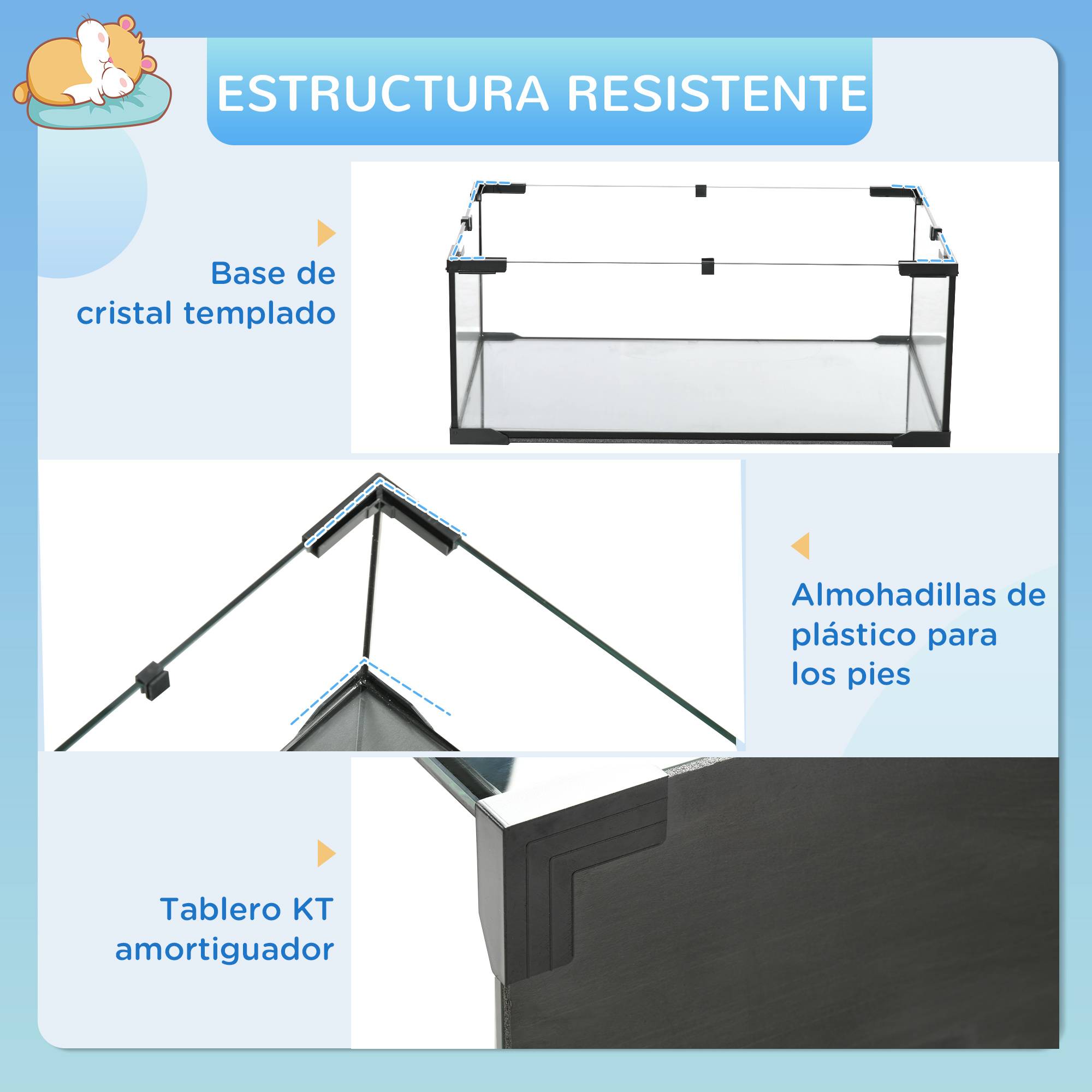 Cage hamster 3 niveaux acier fond verre accessoires inclus 60x40x54cm noir - ComfortXL Outdoor Living - Image 8