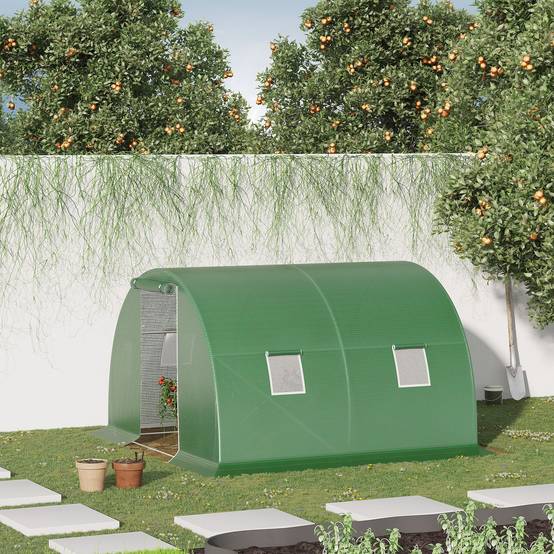 Serre Tunnel de Jardin 9m² Acier Galvanisé 4 Fenêtres pour Potager 3x3x2 m Vert - ComfortXL Outdoor Living - Image 4