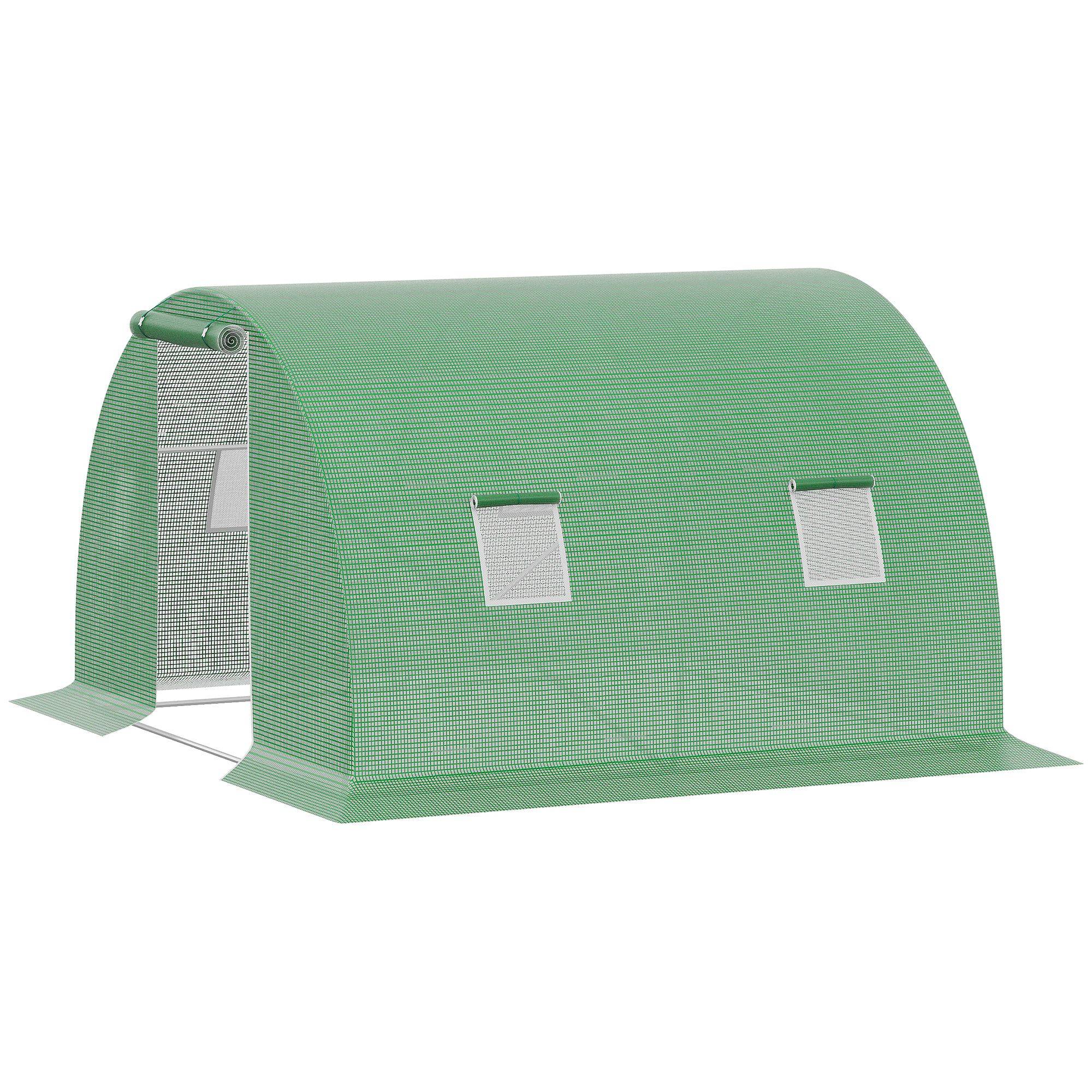 Serre Tunnel de Jardin 9m² Acier Galvanisé 4 Fenêtres pour Potager 3x3x2 m Vert - ComfortXL Outdoor Living - Image 2