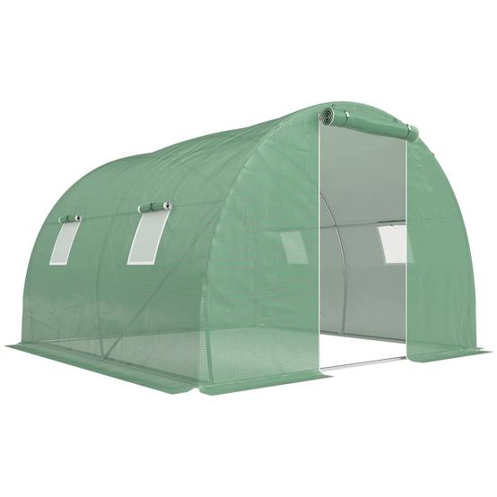 Serre Tunnel de Jardin 9m² Acier Galvanisé 4 Fenêtres pour Potager 3x3x2 m Vert - ComfortXL Outdoor Living - Image 8