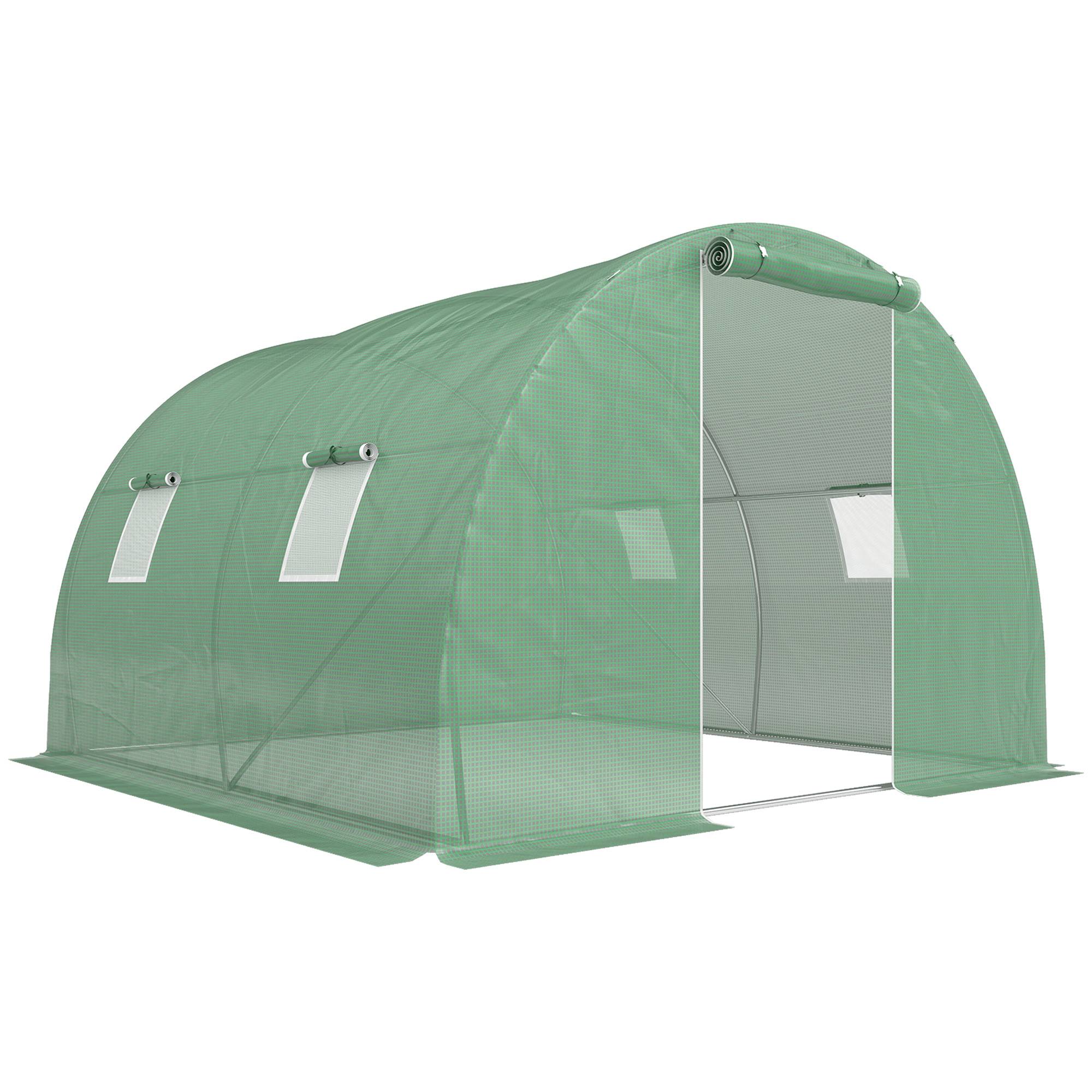 Serre Tunnel de Jardin 9m² Acier Galvanisé 4 Fenêtres pour Potager 3x3x2 m Vert - ComfortXL Outdoor Living - Image 8