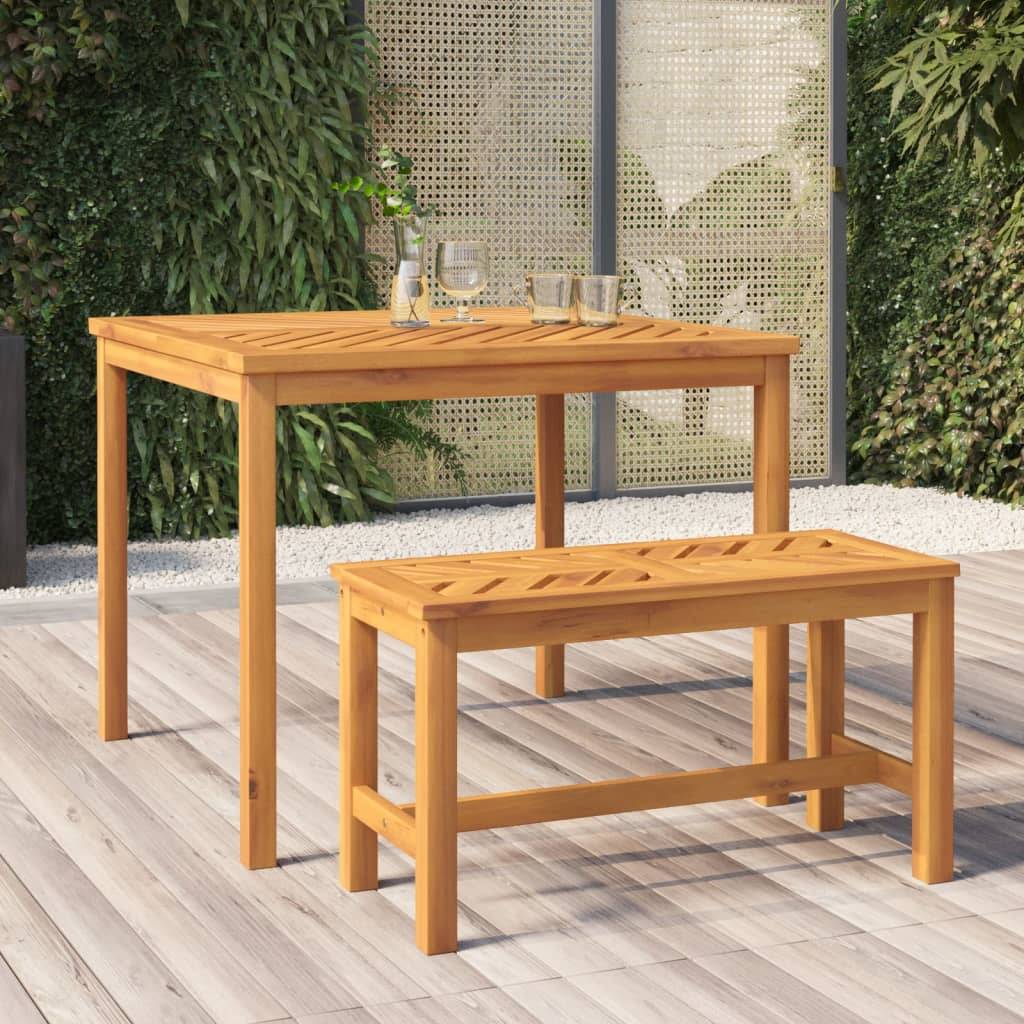 ComfortXL - Table de Jardin Carrée 90x90cm en Bois d'Acacia Massif, Plateau à Chevrons – ComfortXL Outdoor Living - Image 1