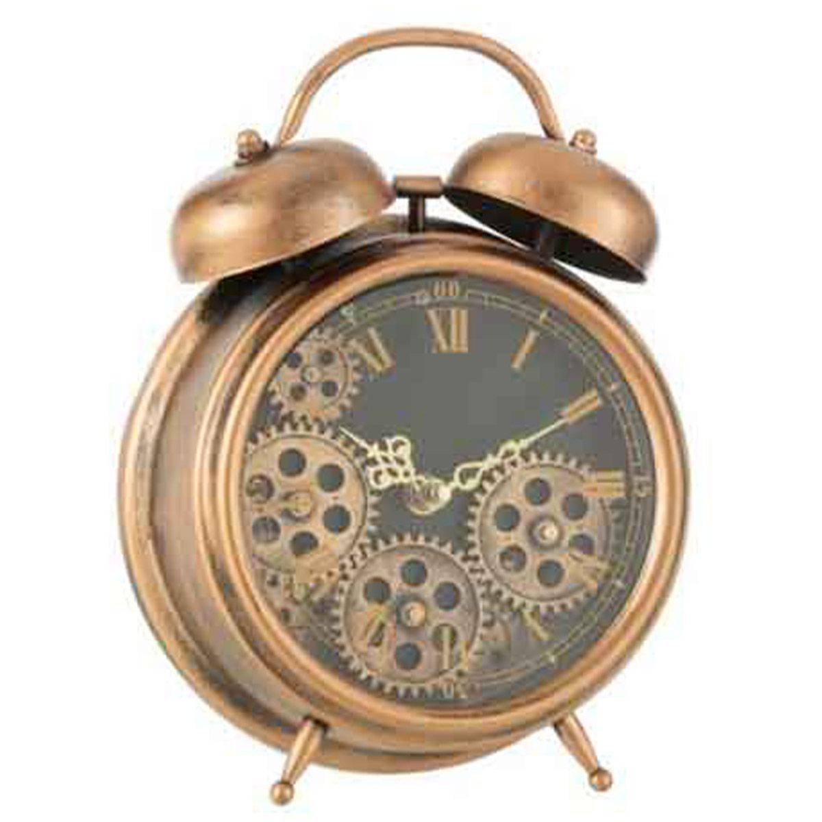Réveil à Poser Vintage "Mécanisme" 26cm Cuivre
