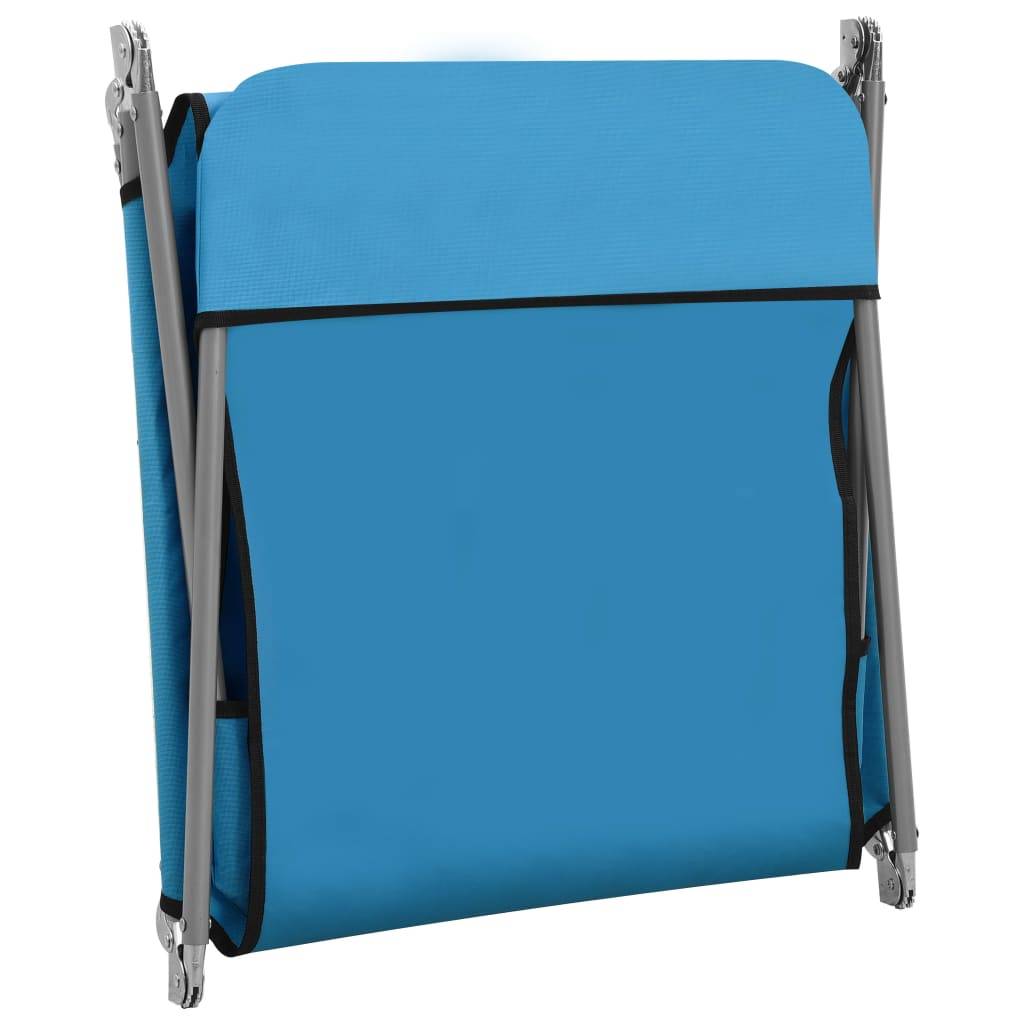 Helloshop26 - Chaises longues pliables 2 pièces acier et tissu bleu - Image 6