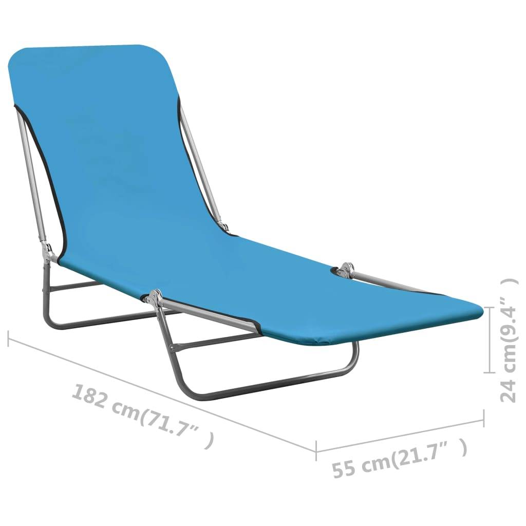 Helloshop26 - Chaises longues pliables 2 pièces acier et tissu bleu - Image 7