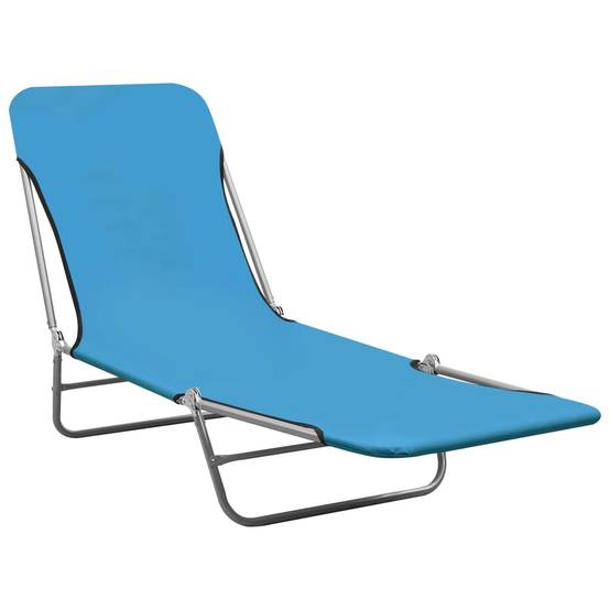 Helloshop26 - Chaises longues pliables 2 pièces acier et tissu bleu - Image 2