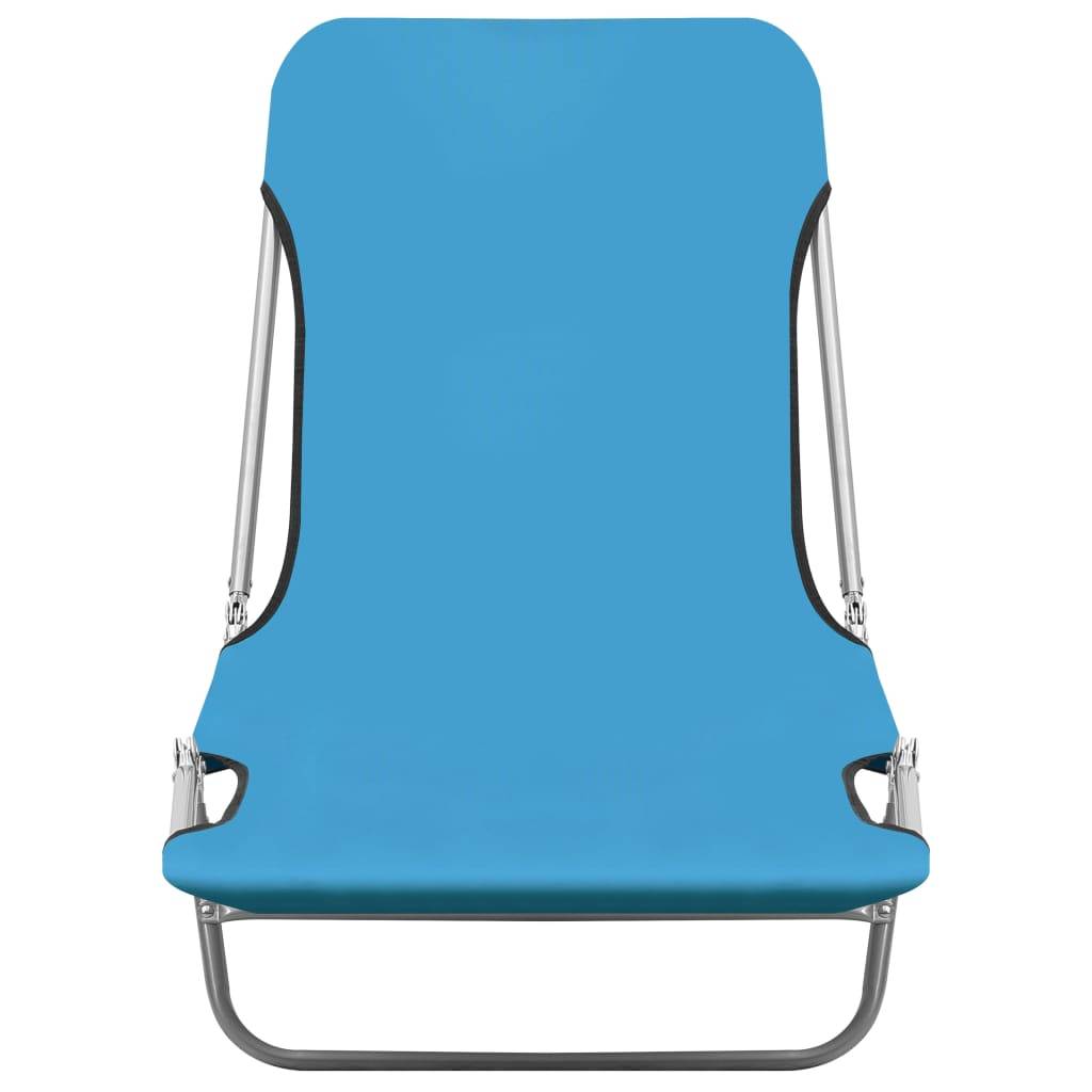 Helloshop26 - Chaises longues pliables 2 pièces acier et tissu bleu - Image 3