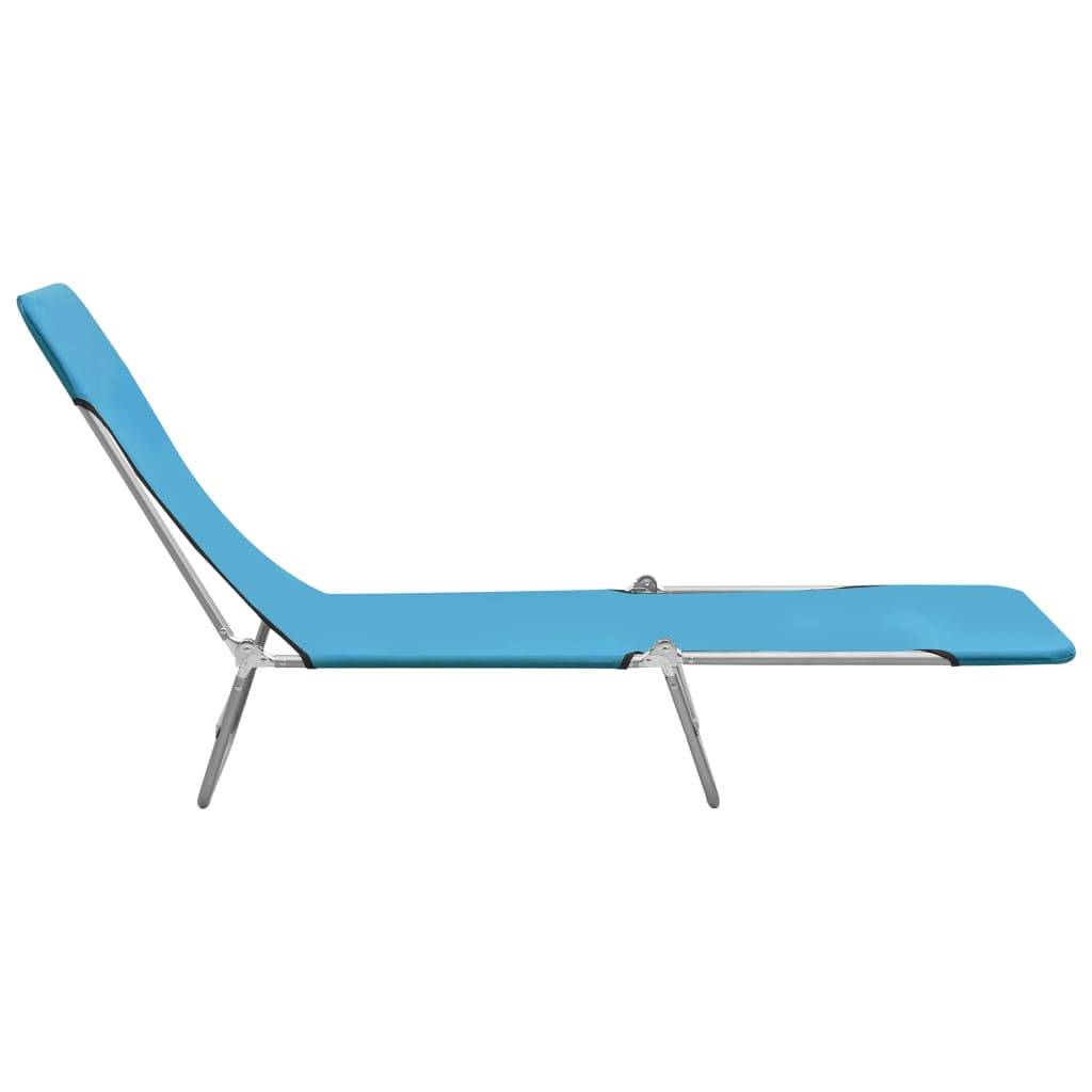 Helloshop26 - Chaises longues pliables 2 pièces acier et tissu bleu - Image 4