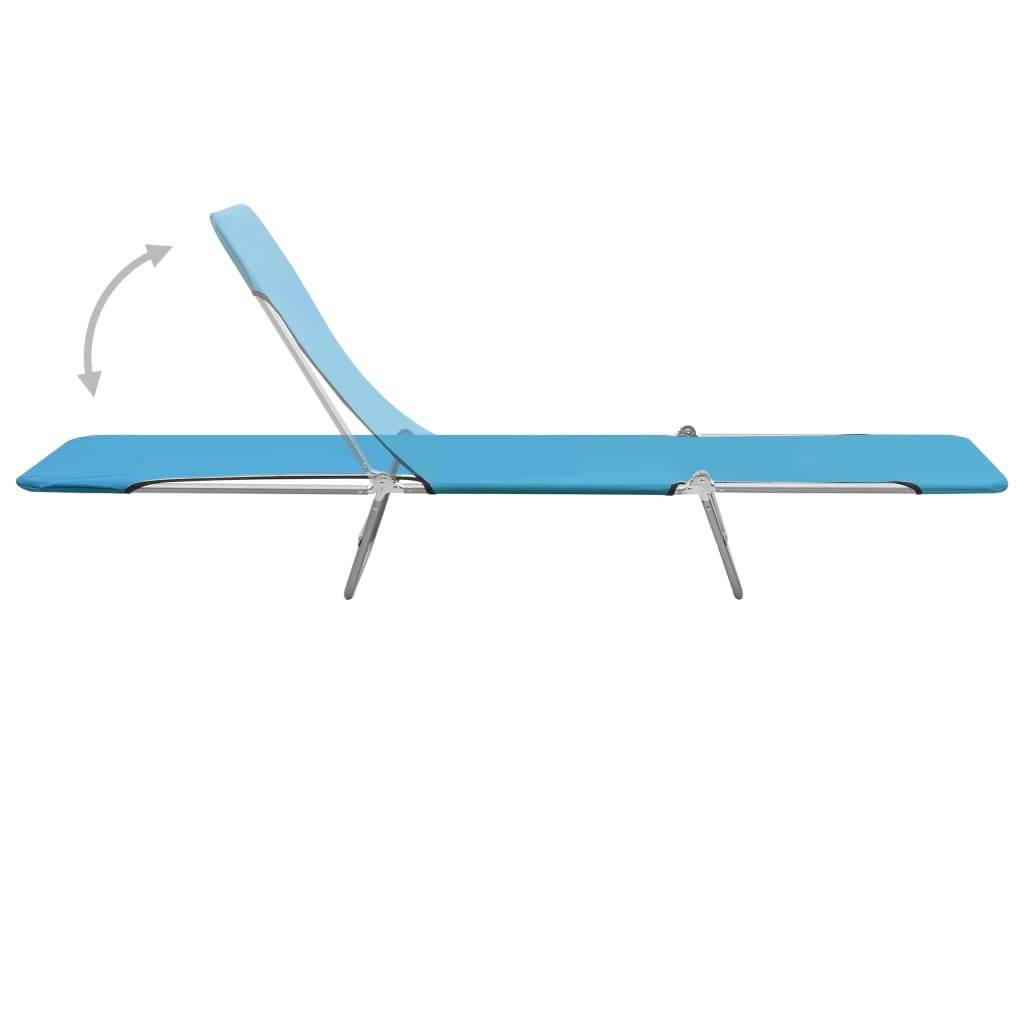 Helloshop26 - Chaises longues pliables 2 pièces acier et tissu bleu - Image 5