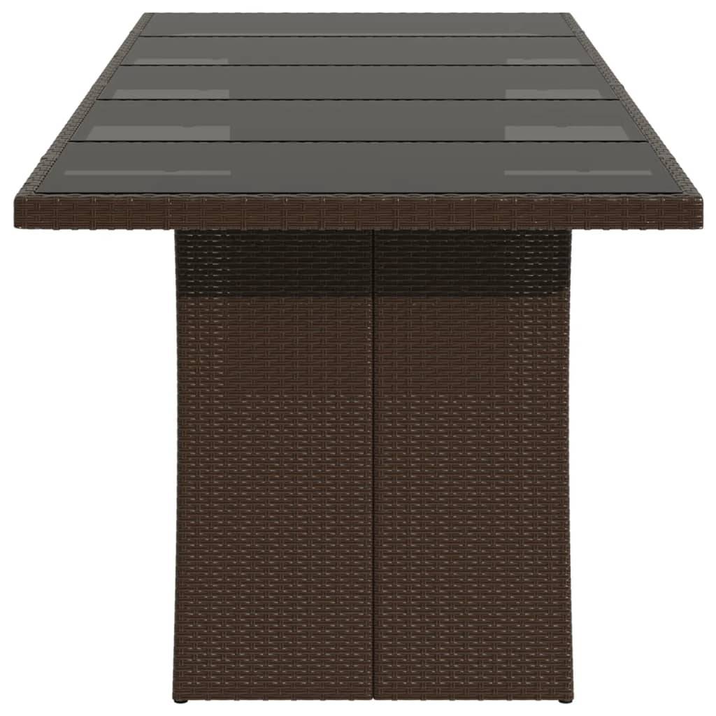 PANGIVO - Table de jardin résine tressée verre trempé marron 240 x 90 x 75 cm - PANGIVO - Image 5