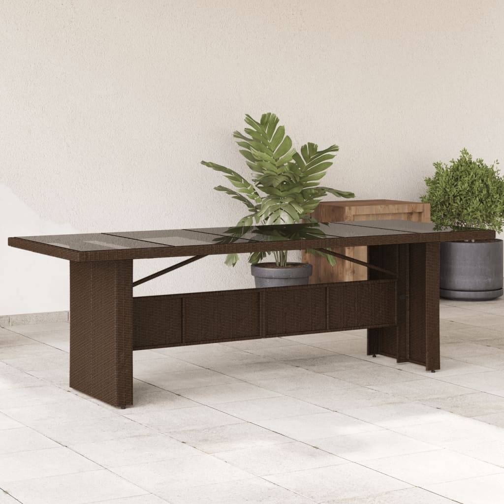 PANGIVO - Table de jardin résine tressée verre trempé marron 240 x 90 x 75 cm - PANGIVO - Image 1