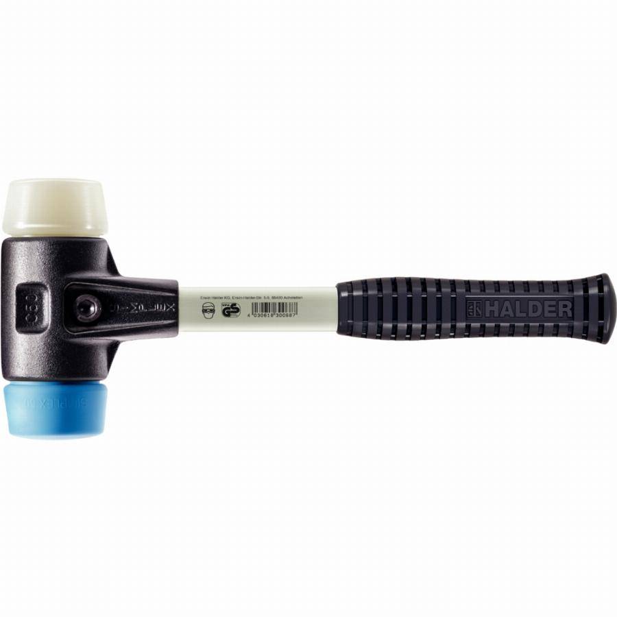 Maillet HALDER SIMPLEX TPE souple / nylon avec boîtier en fonte malléable renforcée et manche en fibre de verre - D=40 mm - 3718.040