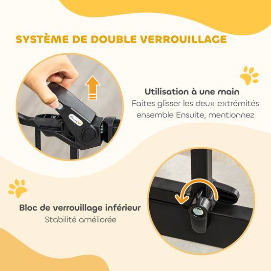 Barrière de sécurité haute en acier pour chien fermeture auto porte chat 104cm noir - ComfortXL Outdoor Living - Image 8
