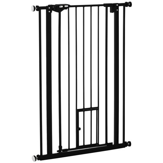 Barrière de sécurité haute en acier pour chien fermeture auto porte chat 104cm noir - ComfortXL Outdoor Living - Image 1