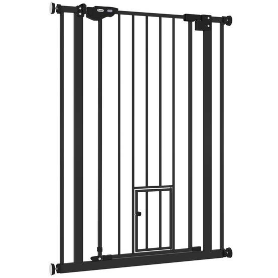 Barrière de sécurité haute en acier pour chien fermeture auto porte chat 104cm noir - ComfortXL Outdoor Living - Image 2