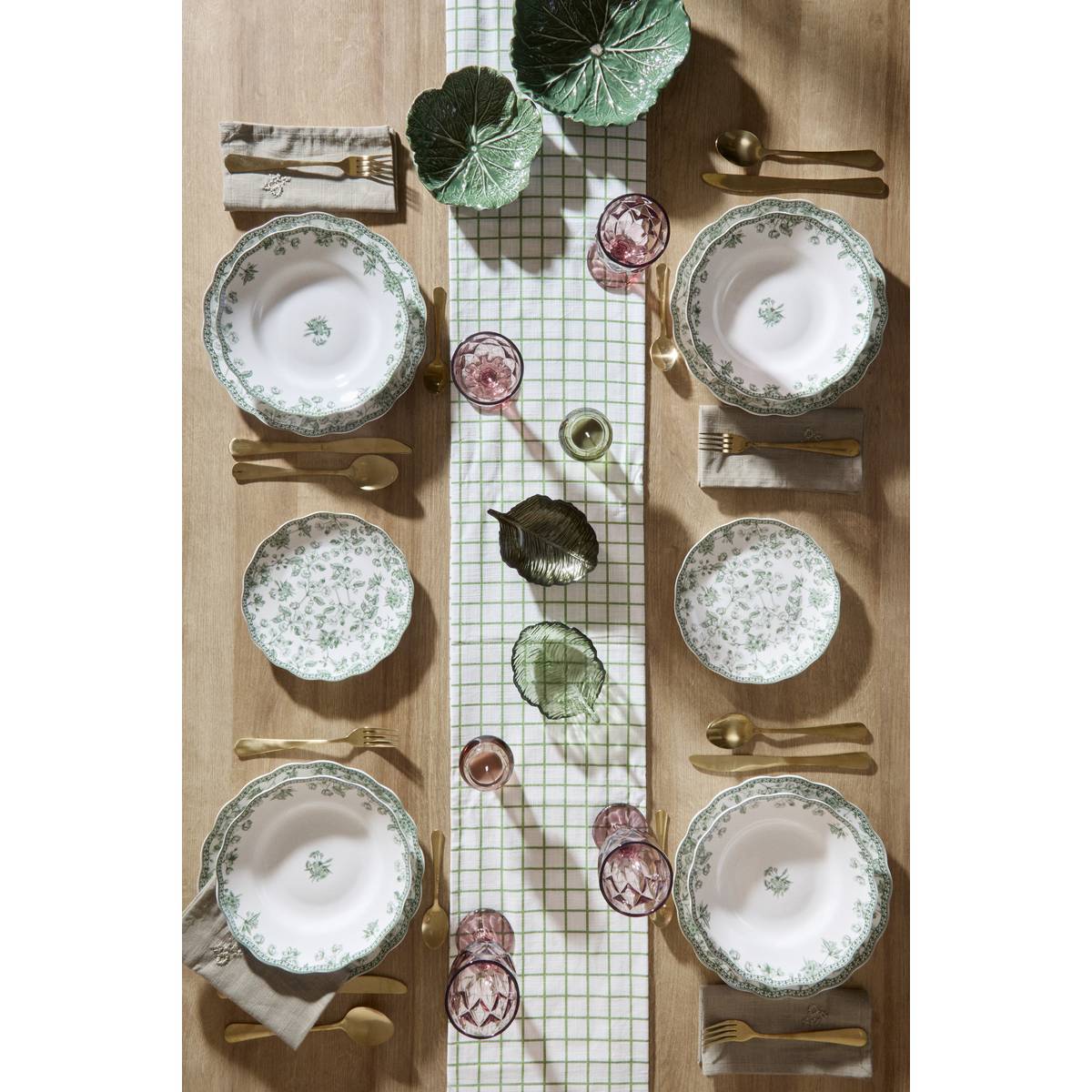 Atmosphera - Lot de 6 assiettes creuses Lisière ronde D.22,5cm vert - Atmosphera Créateur d'intérieur - Image 1