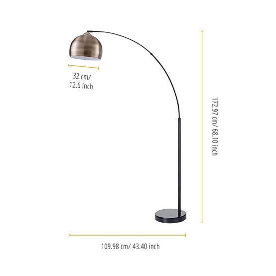 Teamson Home - Lampadaire arqué avec abat-jour cloche en métal, jaune Teamson Home - Image 4