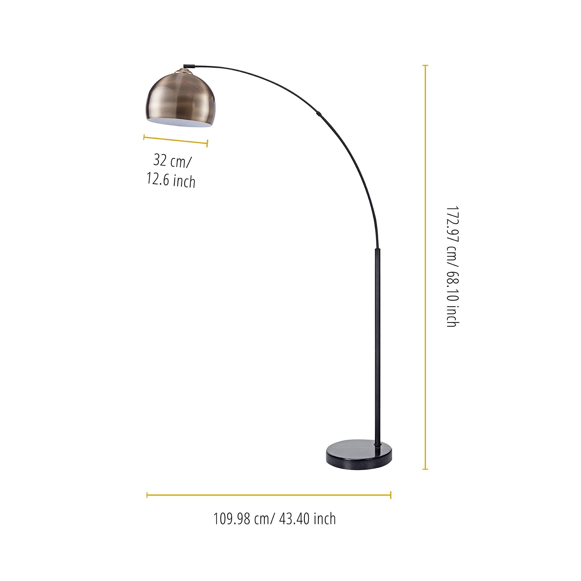 Teamson Home - Lampadaire arqué avec abat-jour cloche en métal, jaune Teamson Home - Image 4