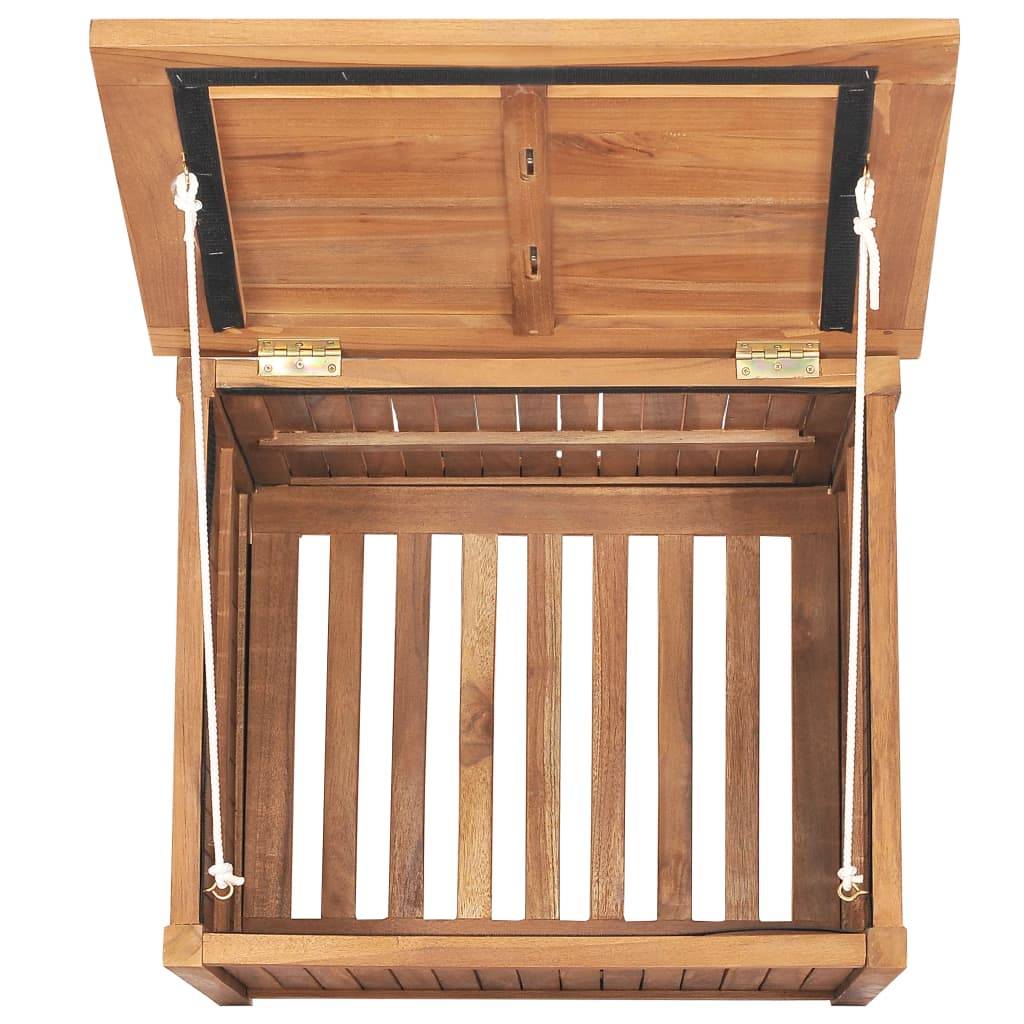 Coffre boîte meuble de jardin rangement 60 x 50 x 58 cm bois de teck solide - Image 6