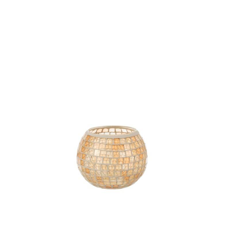 Photophore boule en verre orange 15.5x15.5x12 cm - J-Line