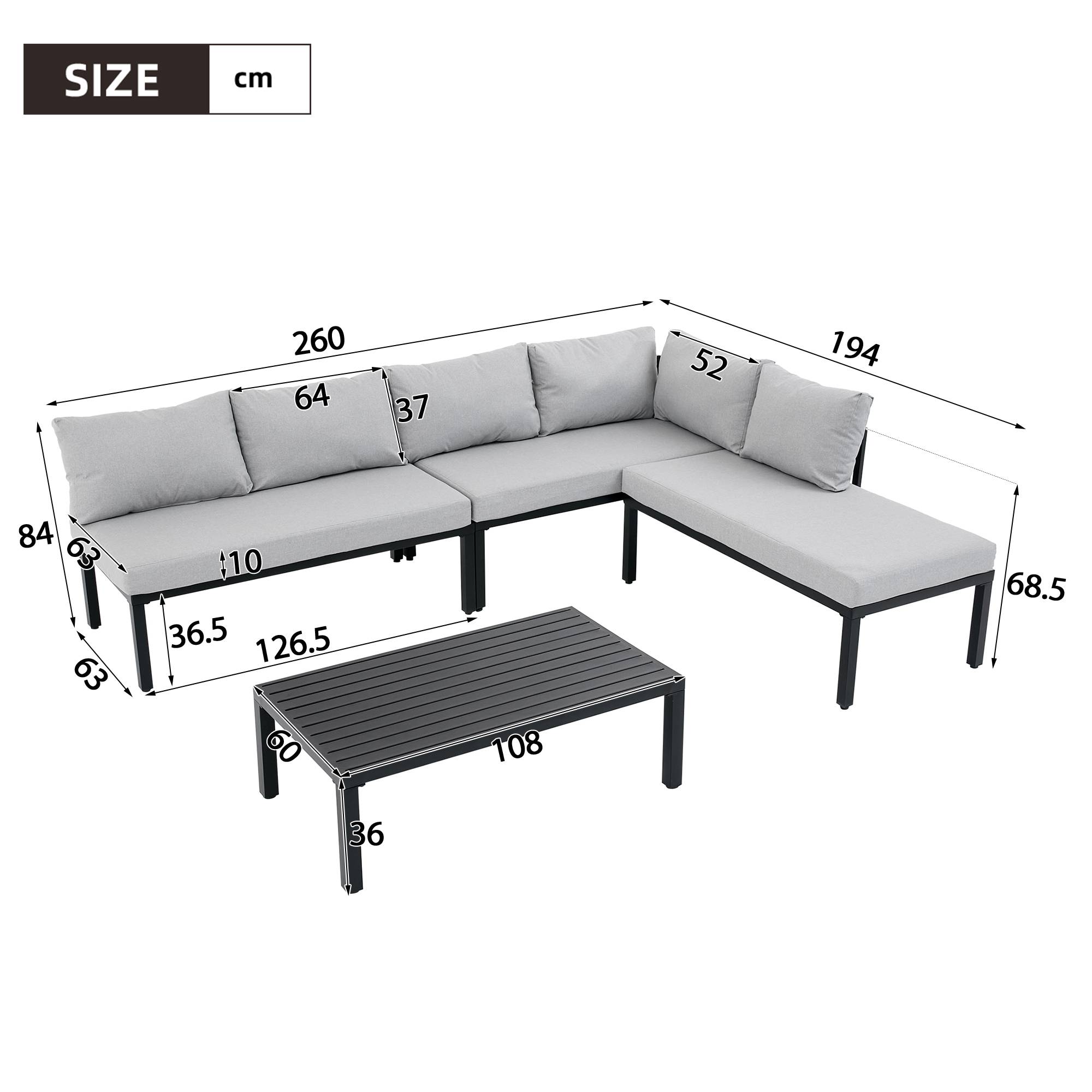 Salon de jardin modulable en acier galvanisé pour terrasse 6 places gris - ComfortXL Outdoor Living - Image 3