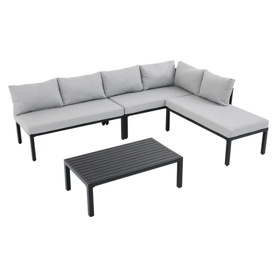 Salon de jardin modulable en acier galvanisé pour terrasse 6 places gris - ComfortXL Outdoor Living - Image 2