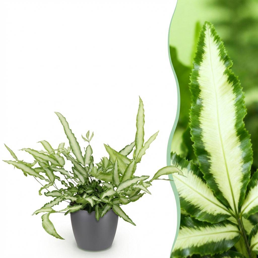 Pteris cretica Albolineata - Pet-friendly - Plante fougère - Pot de 12cm - Hauteur 20-30cm - 1 plante - Gris - Plantes d'intérieur - Image 1
