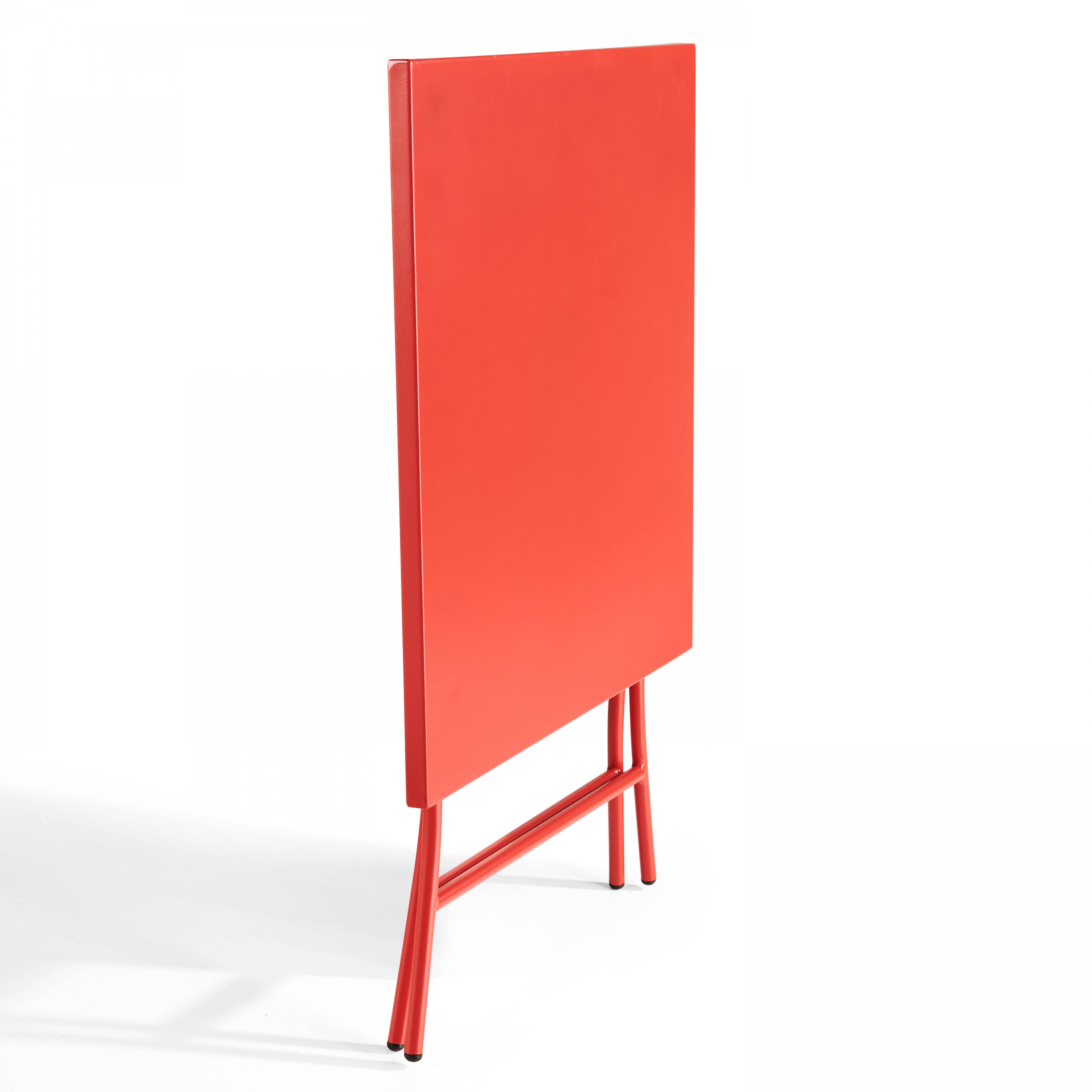 Oviala - Table de jardin pliante carrée en acier 70 cm 4 places rouge Palavas - Oviala - Image 3