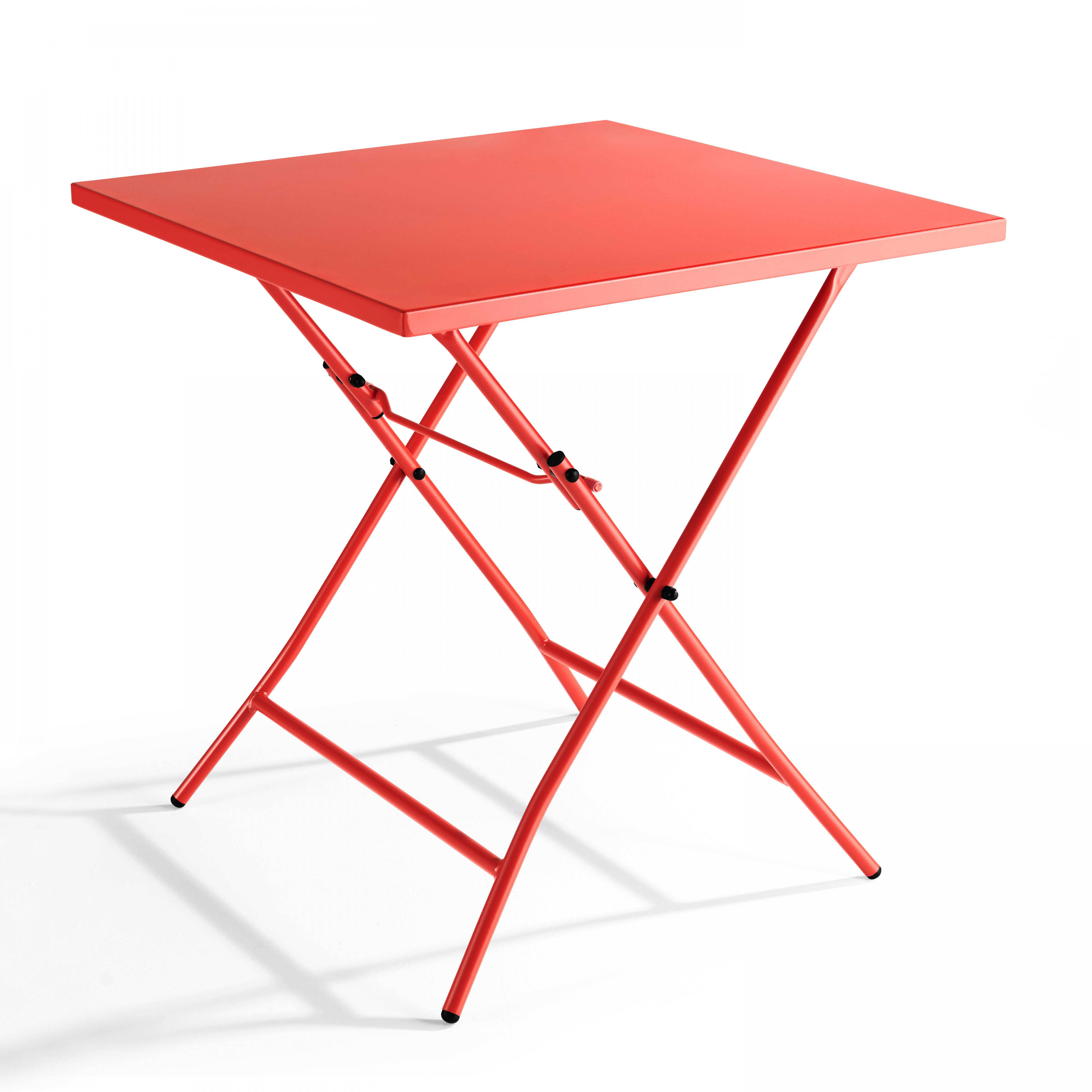 Oviala - Table de jardin pliante carrée en acier 70 cm 4 places rouge Palavas - Oviala - Image 1