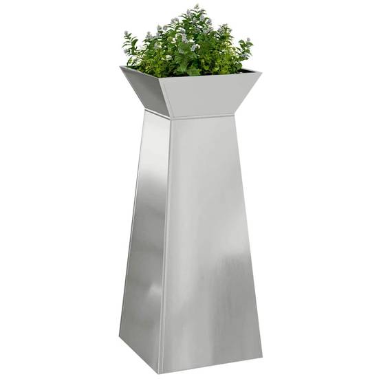 ComfortXL - Lot de 2 Bacs à Fleurs Hauts Design Pilier, Jardinière Colonne en Acier Argenté 100cm – ComfortXL Outdoor Living - Image 3