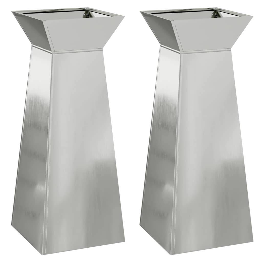 ComfortXL - Lot de 2 Bacs à Fleurs Hauts Design Pilier, Jardinière Colonne en Acier Argenté 100cm – ComfortXL Outdoor Living - Image 2