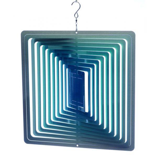 Mobile à vent carré bleu 30cm Grand modèle Spin-Art Spinners - Image 1
