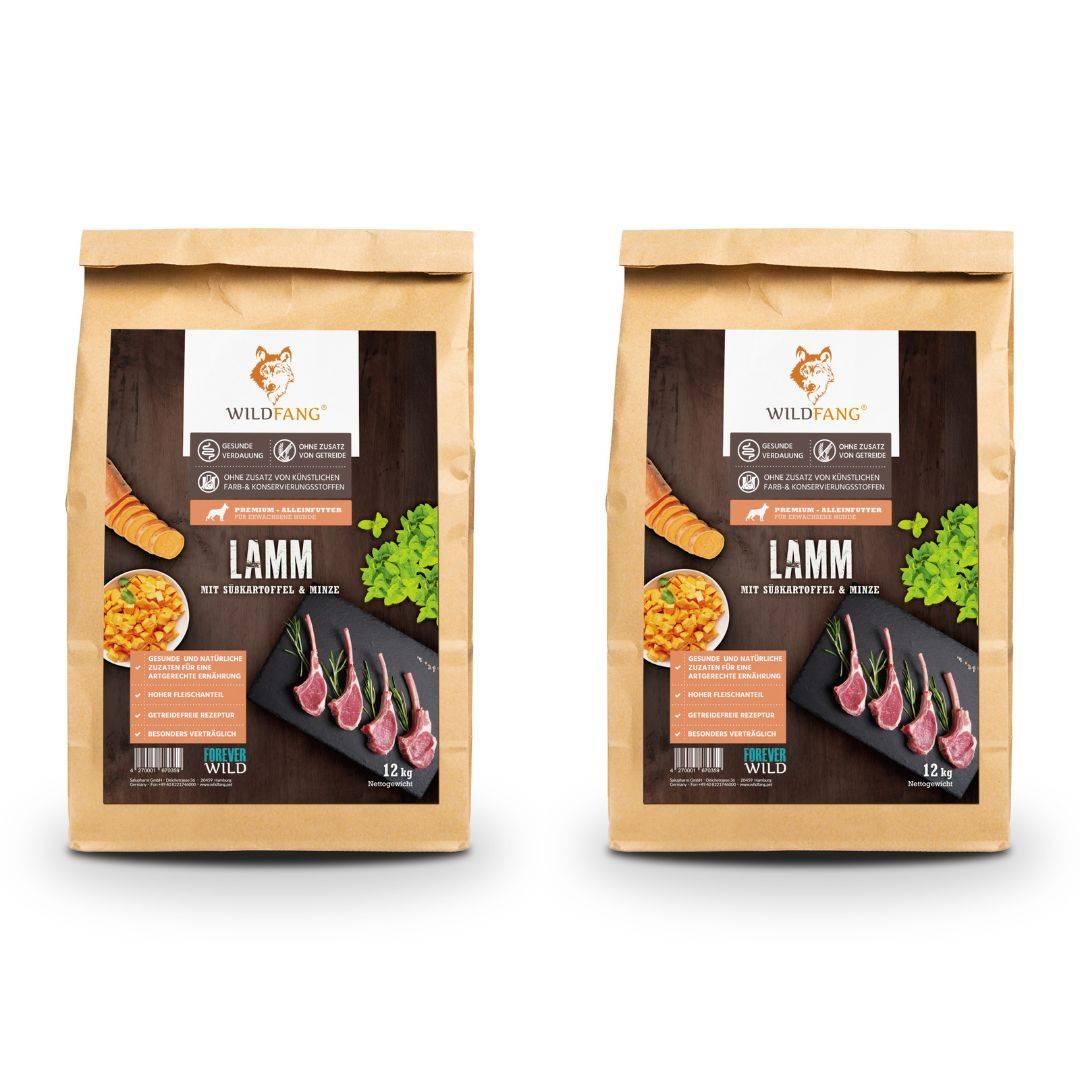 Wildfang - Wildfang — Croquettes sans céréales pour chien adulte, 50 % agneau, patate douce 23 %, hypoallergénique, haute qualité