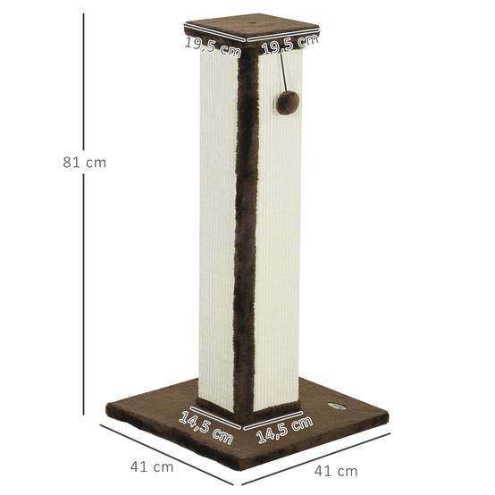 Poteau Griffoir Haut pour Chat 81 cm en Sisal avec Balle de Jeu et Base Stable Marron - ComfortXL Outdoor Living - Image 5