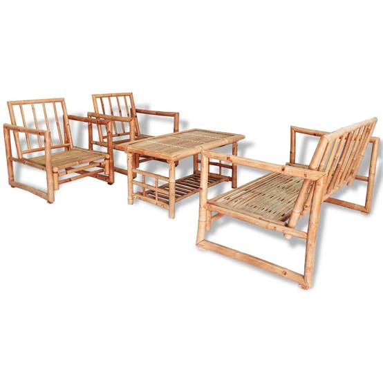 Vidaxl - Salon de jardin 4 pcs avec coussins Bambou vidaXL 43159 - Image 2
